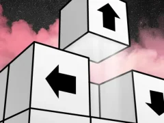 Gioco Puzzle con la freccia lontano in linea