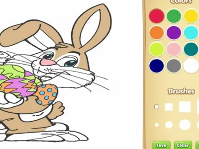 Gioco Libro da colorare di coniglietti di Pasqua per bambini in linea