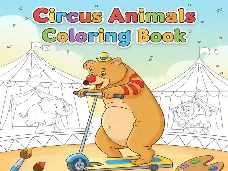 Gioco Libro da colorare degli animali del circo in linea
