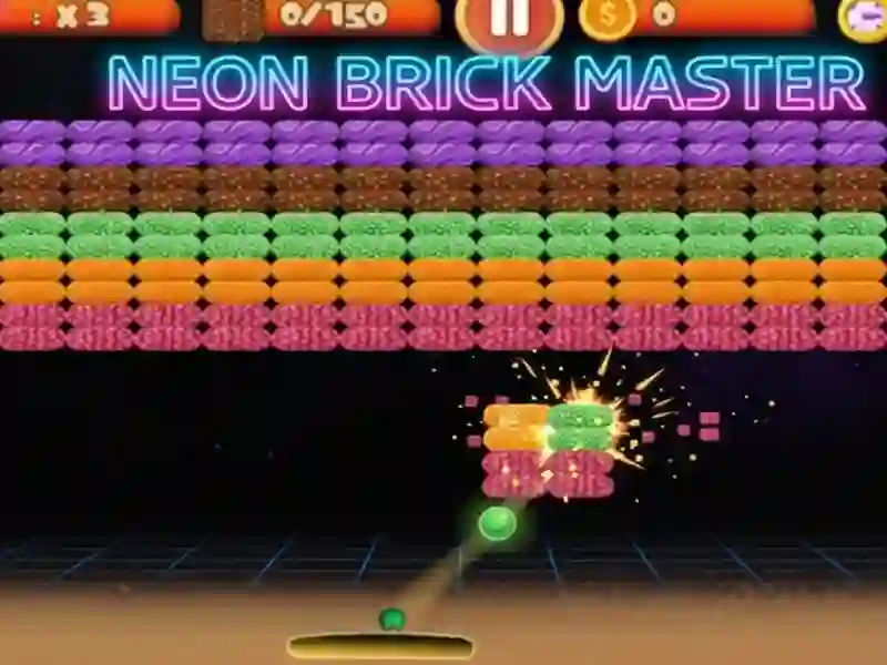 Gioco Maestro dell'esplosione di mattoni al neon in linea
