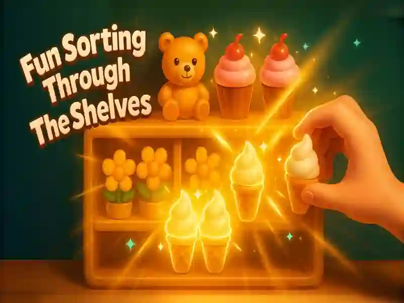 Gioco Divertente ordinamento attraverso gli scaffali in linea Gioco Divertente ordinamento attraverso gli scaffali in linea
